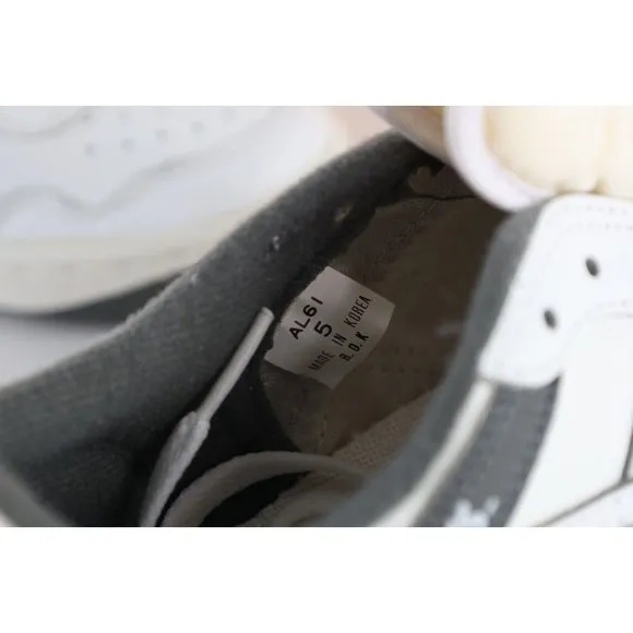 NOS Vintage 90s Asics Boys 5 Spell Out Outrage Sneakers Shoes White Charcoal