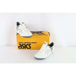 NOS Vintage 90s Asics Boys 5.5 Spell Out Outrage Sneakers Shoes White Charcoal