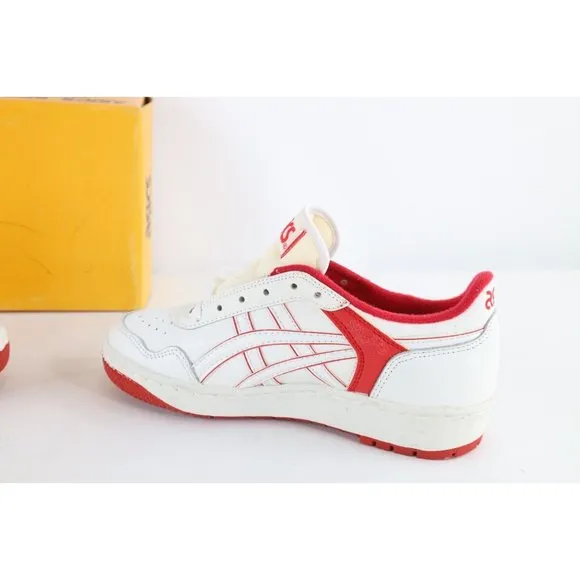 NOS Vintage 90s Asics Boys Size 5.5 Spell Out Outrage Sneakers Shoes White Red