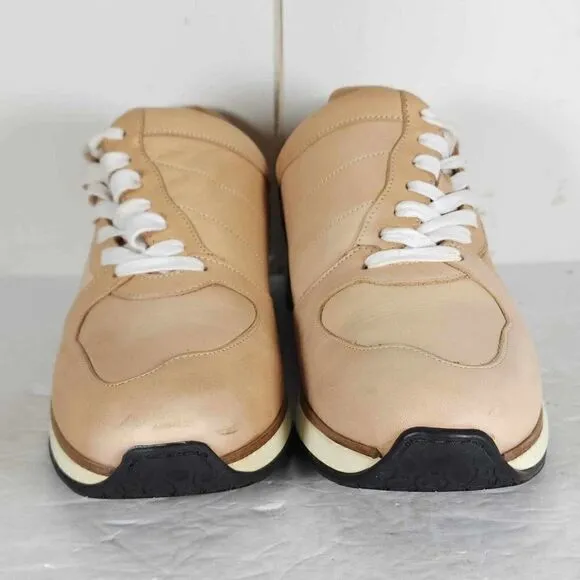 Number 288 Men's Mott Runner US 9 Beige Leather Law Top Lace-Up Sneakers Shoes