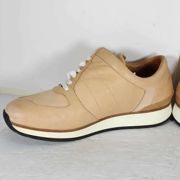 Number 288 Men's Mott Runner US 9 Beige Leather Law Top Lace-Up Sneakers Shoes