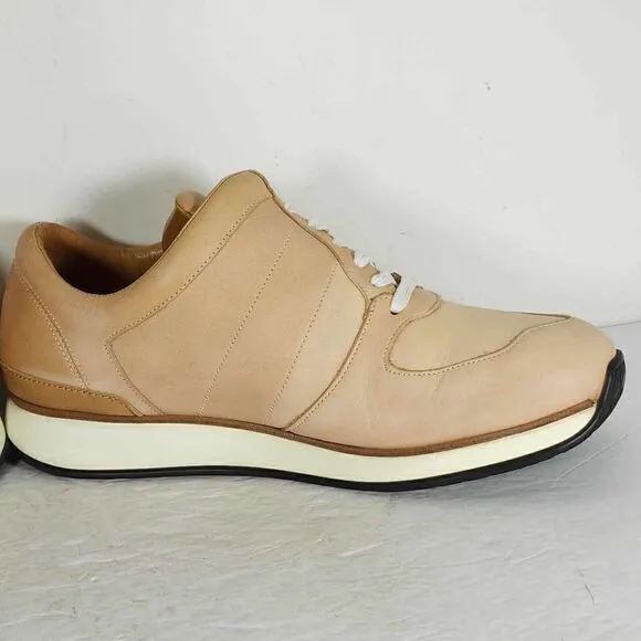 Number 288 Men's Mott Runner US 9 Beige Leather Law Top Lace-Up Sneakers Shoes