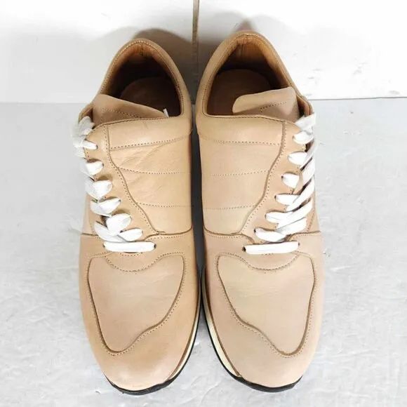 Number 288 Men's Mott Runner US 9 Beige Leather Law Top Lace-Up Sneakers Shoes