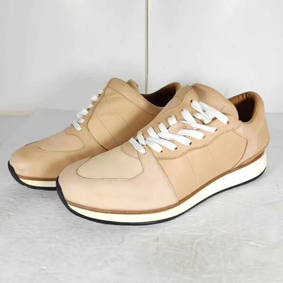 Number 288 Men's Mott Runner US 9 Beige Leather Law Top Lace-Up Sneakers Shoes