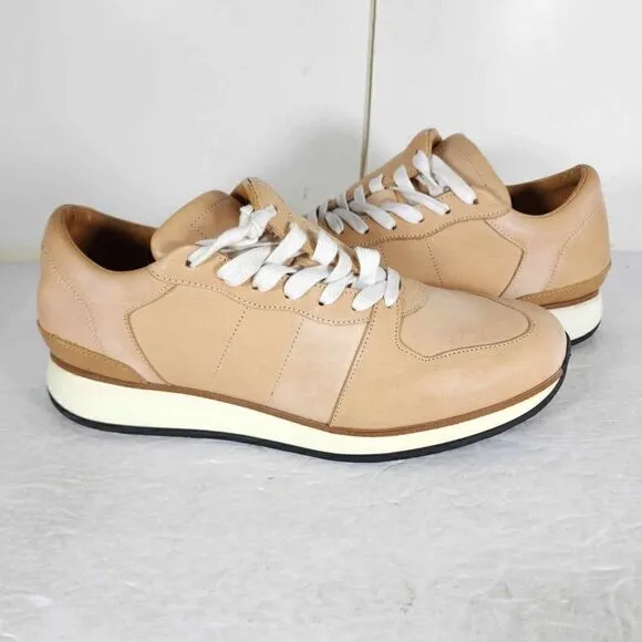 Number 288 Men's Mott Runner US 9 Beige Leather Law Top Lace-Up Sneakers Shoes