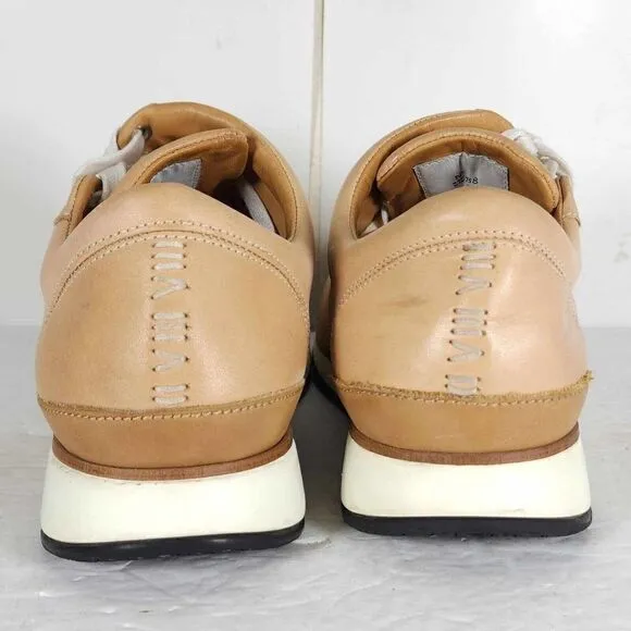 Number 288 Men's Mott Runner US 9 Beige Leather Law Top Lace-Up Sneakers Shoes