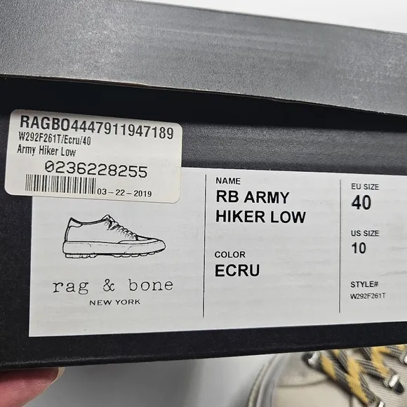 NWB Rag &amp; Bone RB Army Hiker low shoes size 40/10