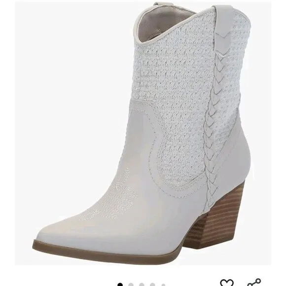 NWOB DV Dolce Vita Karyn Faux Leather Cowboy Western Knit Boots Women Size 8