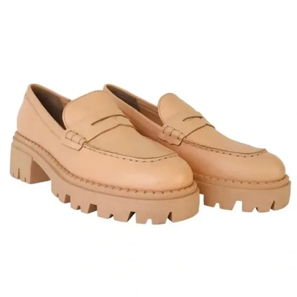 NWOB Free People Lyra Lug Sole Loafers Cantalope
