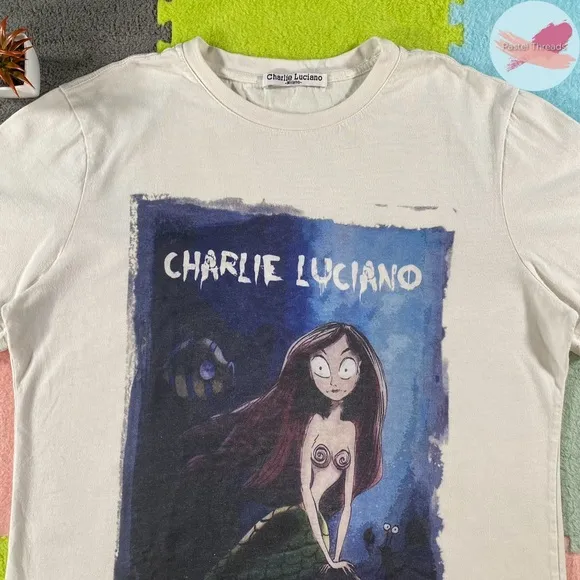 NWOT Charlie Luciano, White, ‘Little Mermaid’ T-Shirt