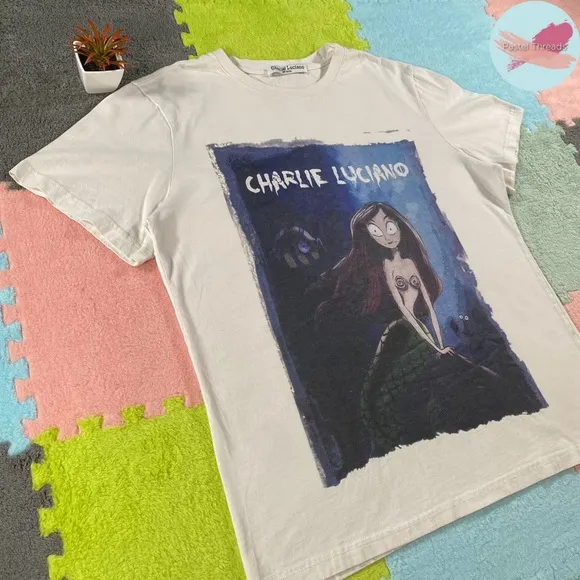 NWOT Charlie Luciano, White, ‘Little Mermaid’ T-Shirt
