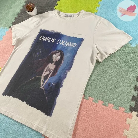 NWOT Charlie Luciano, White, ‘Little Mermaid’ T-Shirt