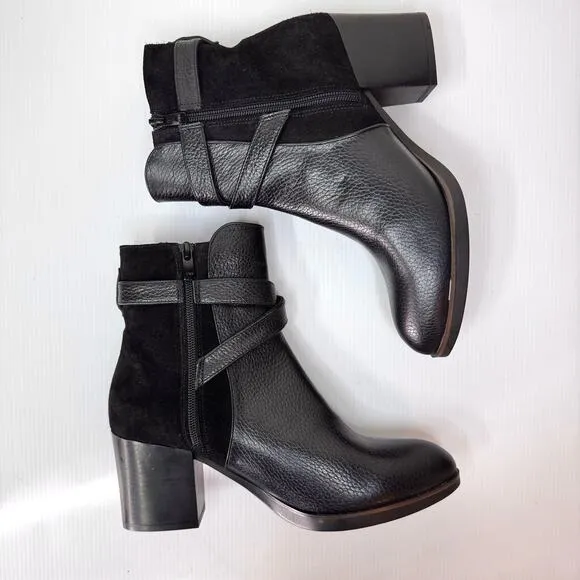 NWOT Eric Michael Boots Womens 8 Black Leather Buckle Strap Moto Handmade Spain