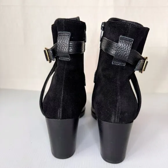 NWOT Eric Michael Boots Womens 8 Black Leather Buckle Strap Moto Handmade Spain