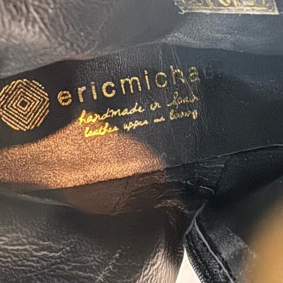 NWOT Eric Michael Boots Womens 8 Black Leather Buckle Strap Moto Handmade Spain