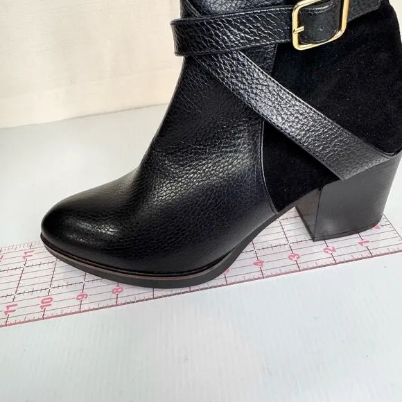 NWOT Eric Michael Boots Womens 8 Black Leather Buckle Strap Moto Handmade Spain