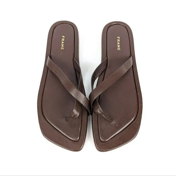 NWOT FRAME Womens Shoes Le Montauk Brown Thong Sandals Size 6.5