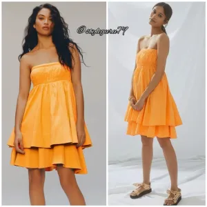 NWT, Anthropologie, Galena Mini Dress in Bright Orange