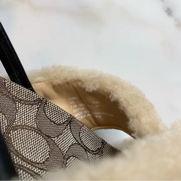 NWT Coach Tally Fluffy Slingback Sandals