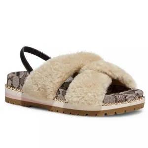 NWT Coach Tally Fluffy Slingback Sandals