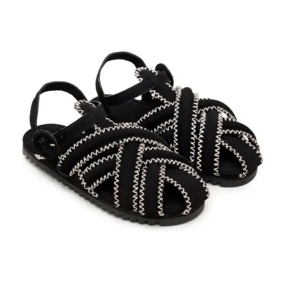 NWT Farm Rio Black Zigzag Stitch Sandals
