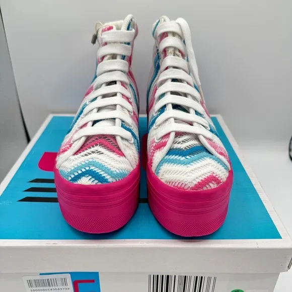 NWT Jeffrey Campbell JC Play Homg Platform High Top Sneakers Crochet Multi pink