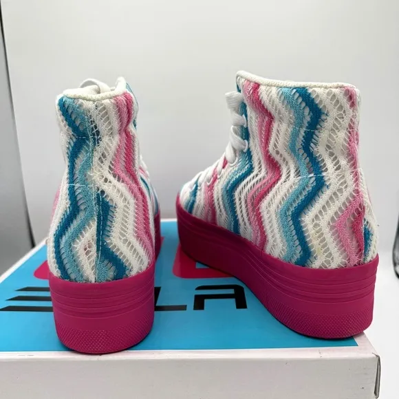 NWT Jeffrey Campbell JC Play Homg Platform High Top Sneakers Crochet Multi pink