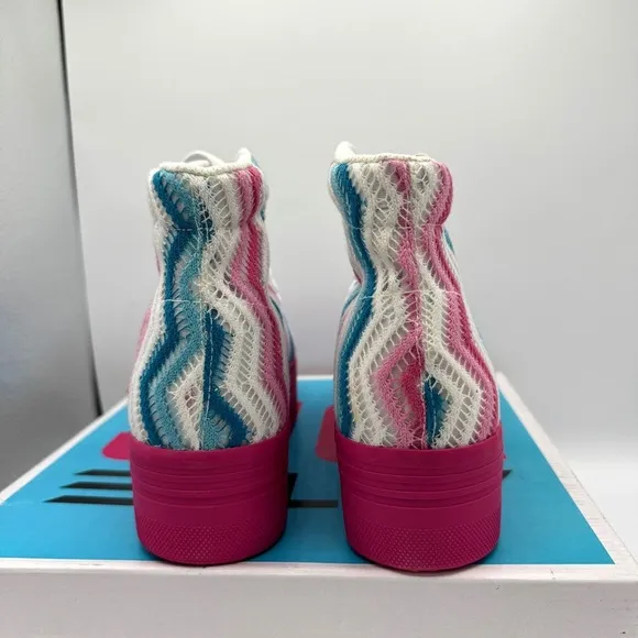 NWT Jeffrey Campbell JC Play Homg Platform High Top Sneakers Crochet Multi pink