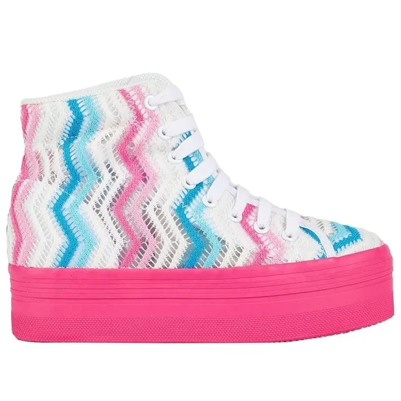 NWT Jeffrey Campbell JC Play Homg Platform High Top Sneakers Crochet Multi pink