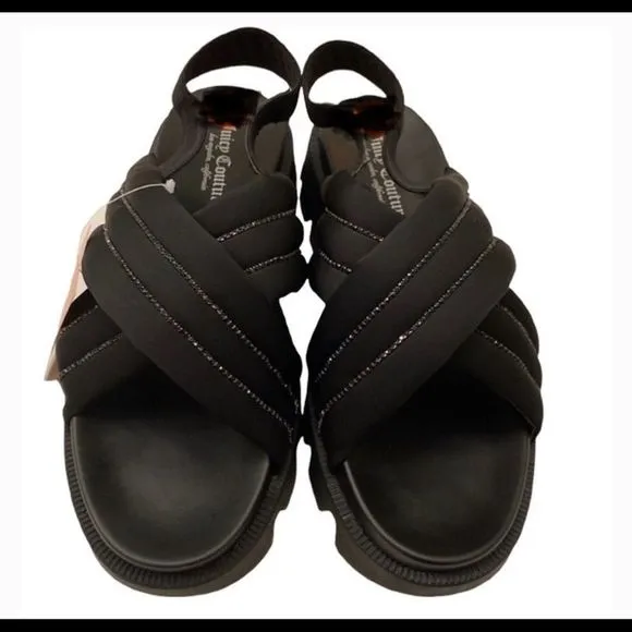 NWT Juicy Couture Black Y2K Chunky Slingback Sandals- Size 8