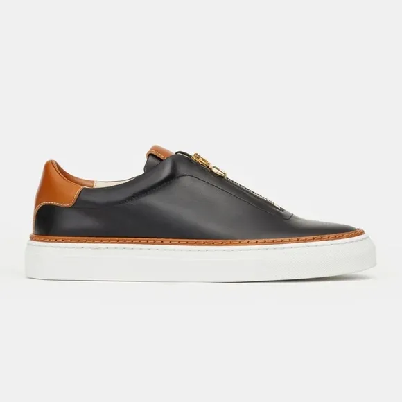 NWT 🖤🤎🤍 Lafayette 148 NY Nappa Leather Zip-Up Sneaker, Size 8.5US / 38.5EU