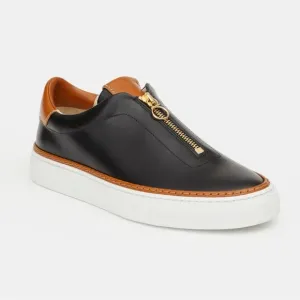 NWT 🖤🤎🤍 Lafayette 148 NY Nappa Leather Zip-Up Sneaker, Size 8.5US / 38.5EU