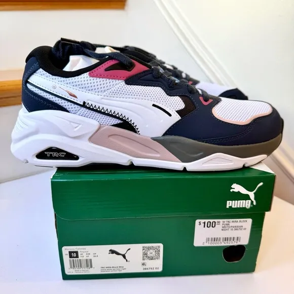 NWT Puma TRC Mira Block Athletic Shoes Navy Blue / Pink Womens Sneakers
