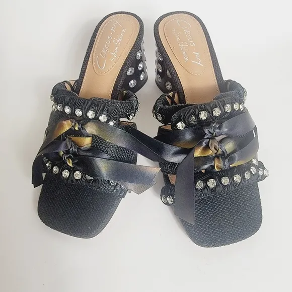 NWT Sam Edelman Circus Black Studded Chunky Vera Mule Size 6.5