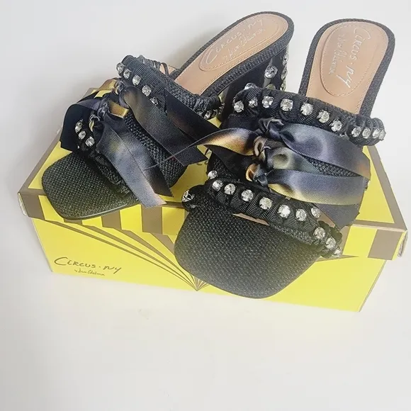NWT Sam Edelman Circus Black Studded Chunky Vera Mule Size 6.5
