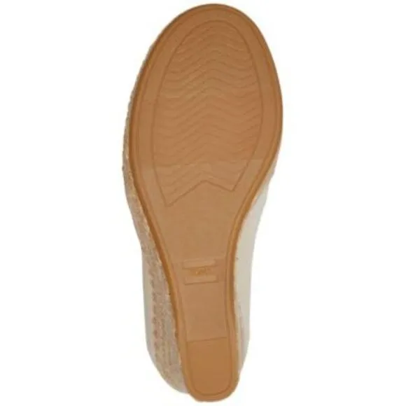 NWT TOMS Womens Beige Goring Michelle Peep Toe Wedge Slip On Espadrille Shoes 9