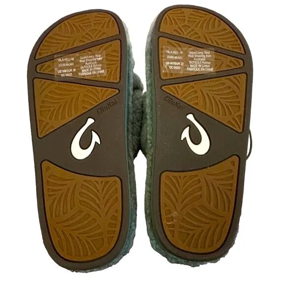 Olukai Hila Heu genuine curly shearling  Slip on left size 7  right size 8