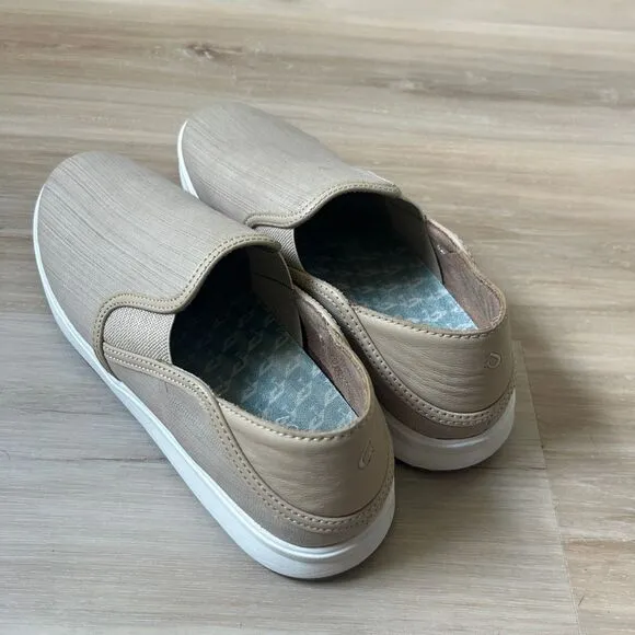 Olukai Ki'Ihele 'Ili Beige Leather Shoes Women's 11