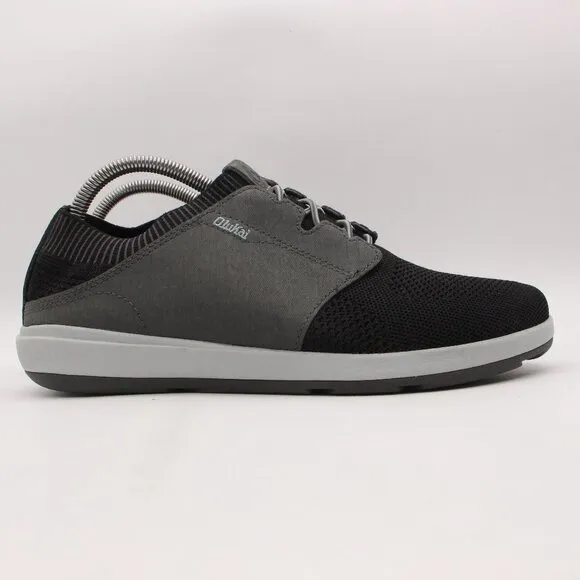 OluKai Makia Ulana 10394-406C Men's 8 Black Gray Mesh Casual Sneakers Shoes
