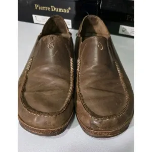 OLUKAI Moloa Slip On Leather Shoes Toffee  Drop In Heels Men's Size US 10.5