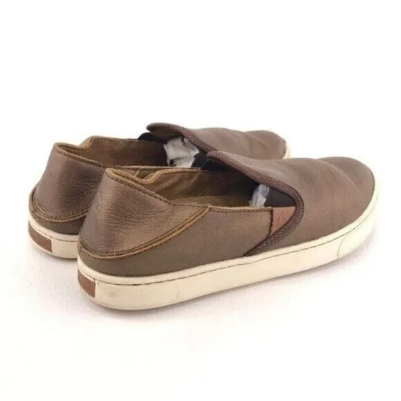 OluKai Pehuea Leather Drop Heel Slip on Shoes 8