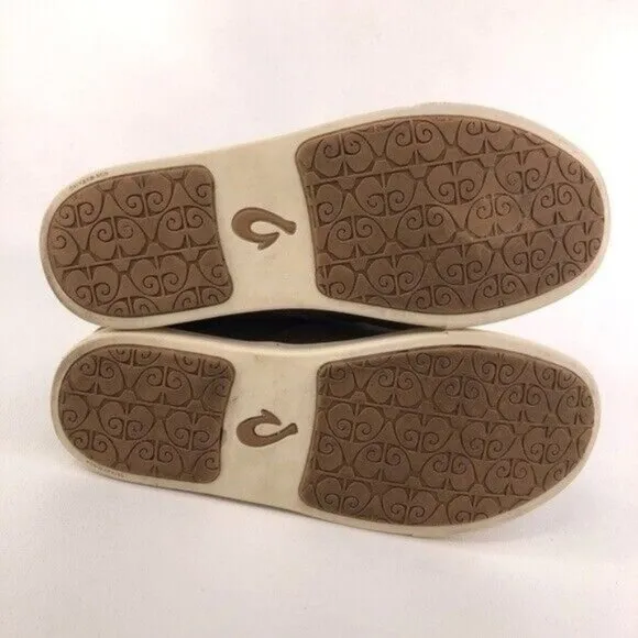 OluKai Pehuea Leather Drop Heel Slip on Shoes 8