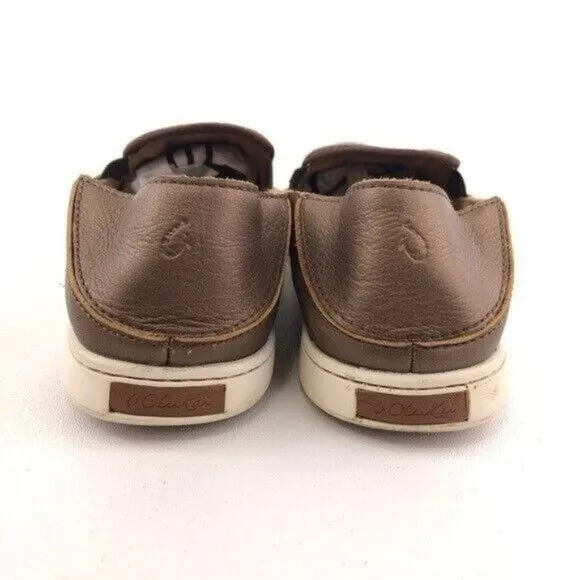 OluKai Pehuea Leather Drop Heel Slip on Shoes 8