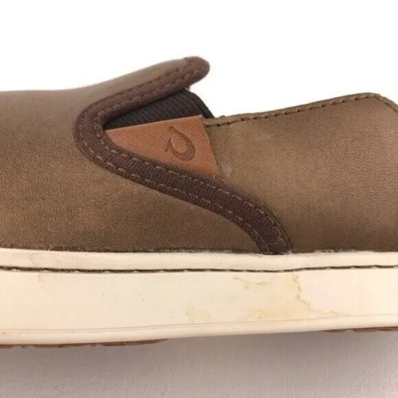 OluKai Pehuea Leather Drop Heel Slip on Shoes 8