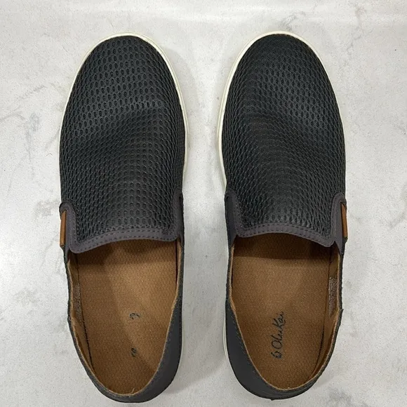 Olukai Pehuea Womens Size US 9.5 Gray Mesh Slip On Loafers Beach Comfort Shoes