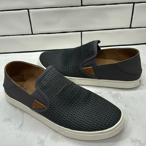 Olukai Pehuea Womens Size US 9.5 Gray Mesh Slip On Loafers Beach Comfort Shoes