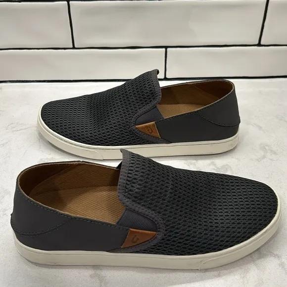 Olukai Pehuea Womens Size US 9.5 Gray Mesh Slip On Loafers Beach Comfort Shoes
