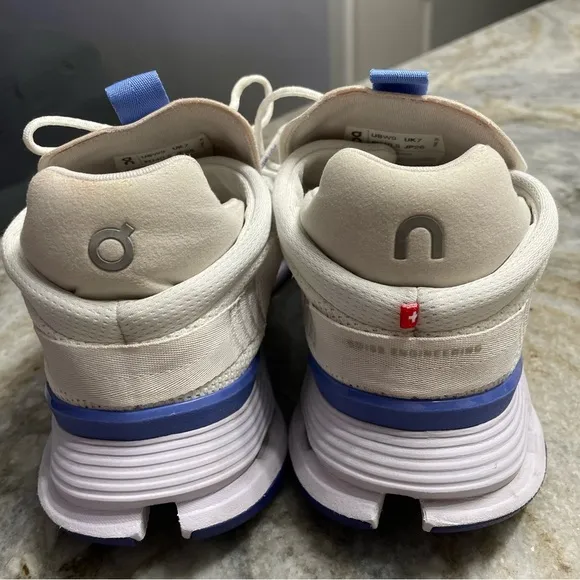 On Cloud Cloudnova Undyed White Heather Womens Blue White Size 9 Running Shoes
