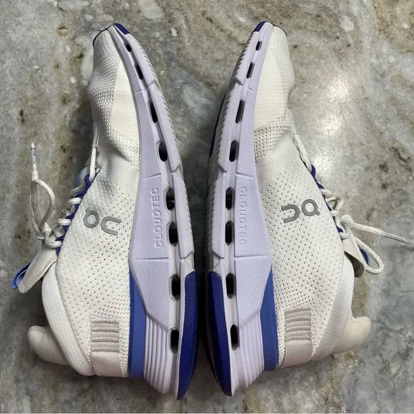 On Cloud Cloudnova Undyed White Heather Womens Blue White Size 9 Running Shoes