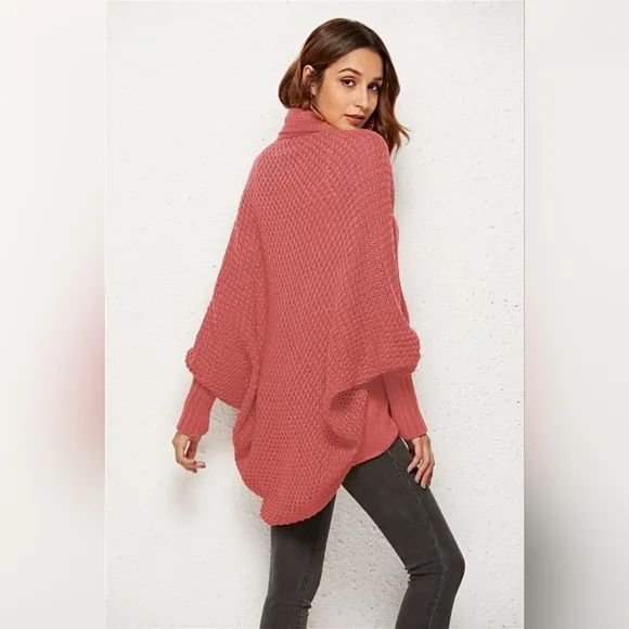 Oversized Knit Cardigan Batwing Sleeve Lightweight Baggy Open Front Sweater